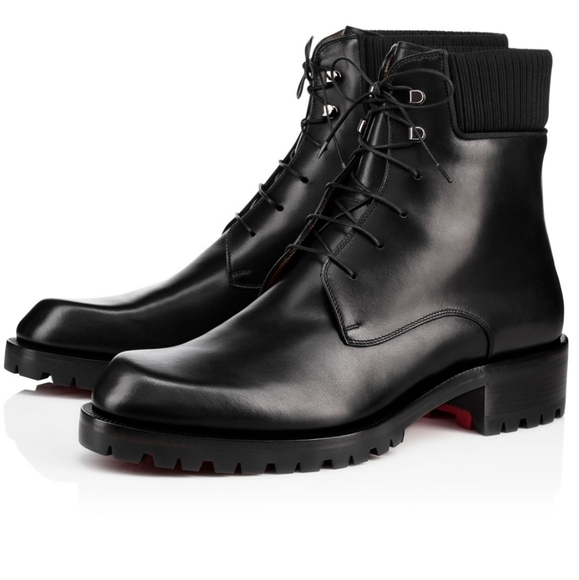 NWT$1,245 Louboutin Trapman Lace-up Black Leather Combat Boot Sz 42.5 (US 9.5) - Picture 6 of 17